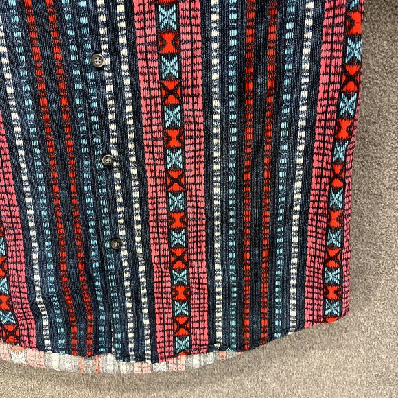 21 Men Shirt Small Blue‎ Red Button Down Classic Fit Short Sleeve Striped pocket - Picture 6 of 13